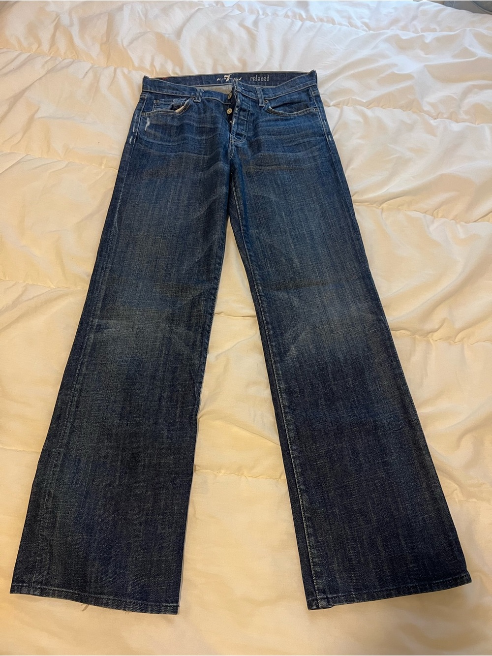7 For All Mankind Men's Straight Leg Jeans in Dark Blue
